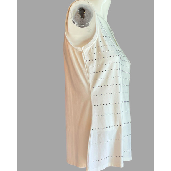 Lot of 2 Sz M White Knit Tank Tops WHBM Embellished Loft Lace Good for Layering - Picture 10 of 16